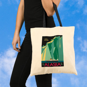 Vintage Alaska Travel Poster Art, Taku Glacier Tote Bag