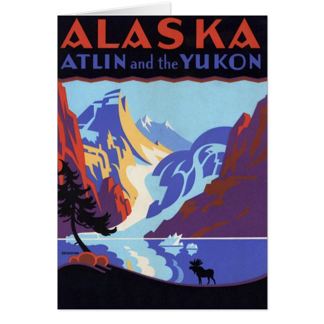 Vintage Alaska Travel Poster, Atlin and the Yukon (Front)