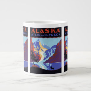 Vintage Alaska Travel Poster, Atlin and the Yukon Giant Coffee Mug