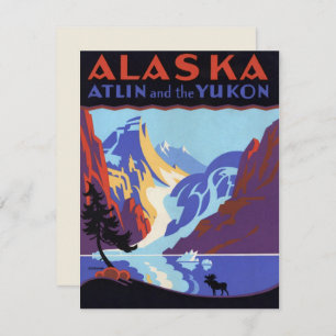 Vintage Alaska Travel Poster, Atlin and the Yukon Invitation