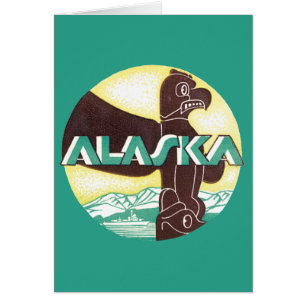 Vintage Alaska Travel Totem Pole Eagle Bird Cards
