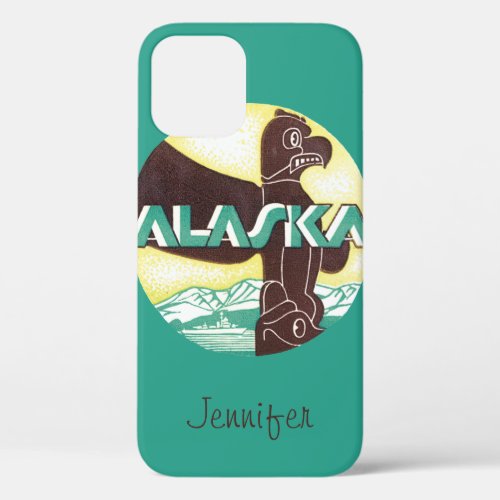 Vintage Alaska Travel Totem Pole Eagle Bird iPhone 12 Case