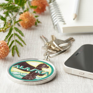 Vintage Alaska Travel Totem Pole Eagle Bird Keychain