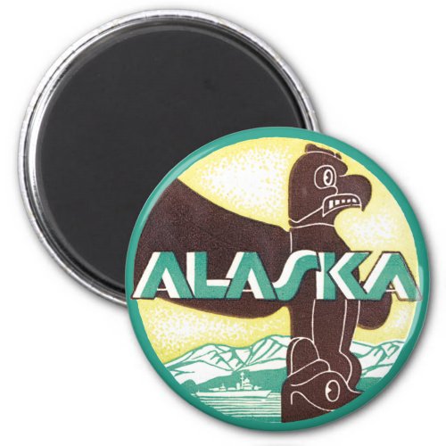 Vintage Alaska Travel Totem Pole Eagle Bird Magnet