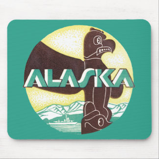 Vintage Alaska Travel Totem Pole Eagle Bird Mouse Pad