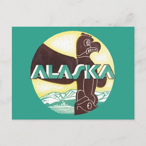 Vintage Alaska Travel Totem Pole Eagle Bird Postcard