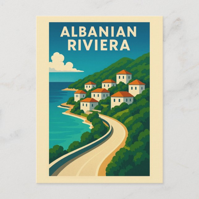 Vintage Albania Albanian Riviera Travel Postcard (Front)