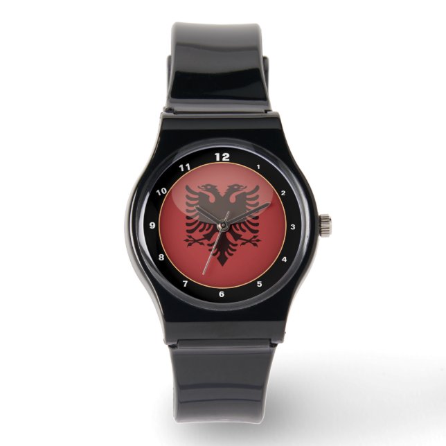Vintage Albanian Flag & Albania fashion /design Watch (Front)