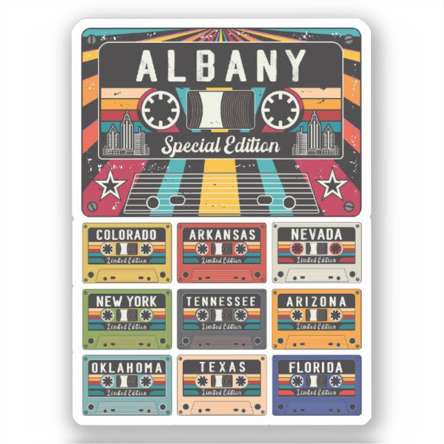 Vintage Albany City travel Sticker (Front)