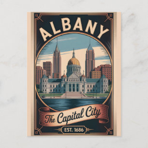 Vintage Albany New York Retro Travel Poster  Holiday Postcard