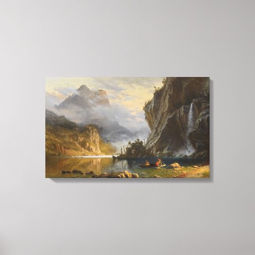 Vintage Albert Bierstadt Indians Spear Fishing Canvas Print