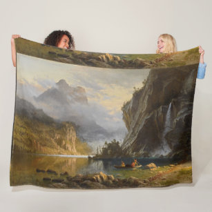 Vintage Albert Bierstadt Indians Spear Fishing Fleece Blanket