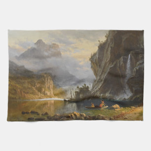 Vintage Albert Bierstadt Indians Spear Fishing Kitchen Towel