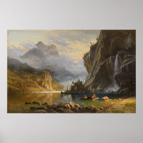 Vintage Albert Bierstadt Indians Spear Fishing Poster