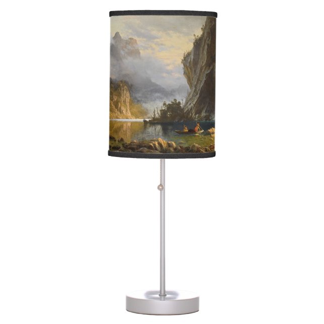 Vintage Albert Bierstadt Indians Spear Fishing Table Lamp (Front)