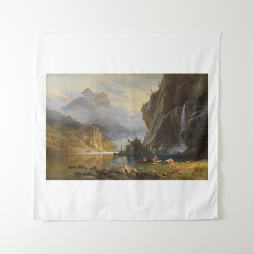 Vintage Albert Bierstadt Indians Spear Fishing Tapestry