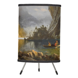 Vintage Albert Bierstadt Indians Spear Fishing Tripod Lamp