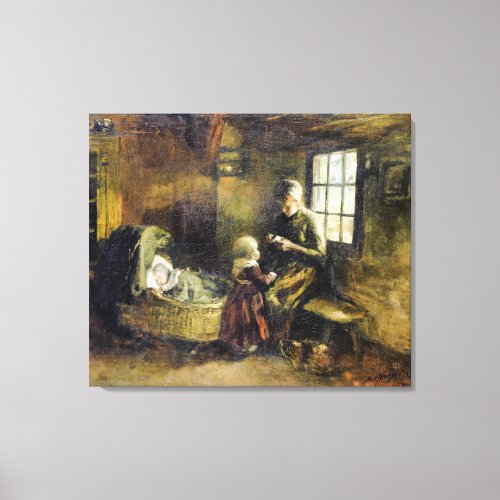 Vintage Albert Neuhuys At the Cradle   Canvas Print