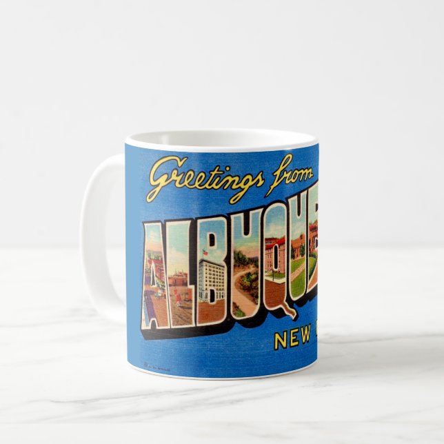 Vintage Albuquerque NM Greeting Coffee Mug (Front Left)