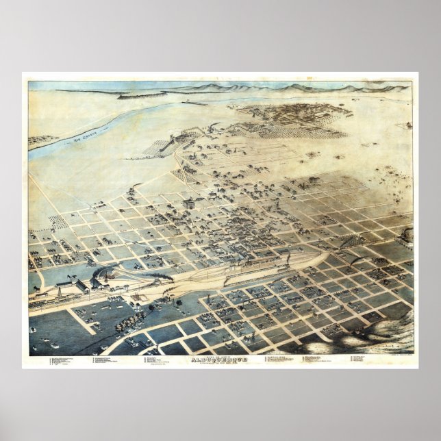Vintage Albuquerque NM Map (1886) Poster (Front)
