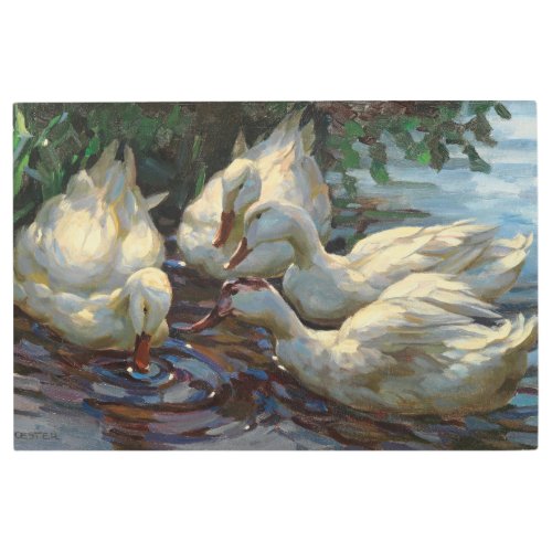 Vintage Alexander Koester Four Ducks at the Pond  Metal Print