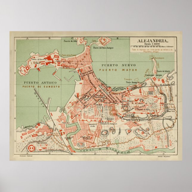 Vintage Alexandria Egypt Map (1887) Poster (Front)