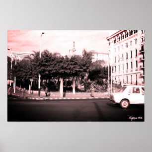 Vintage Algeria Algiers cars building Poster