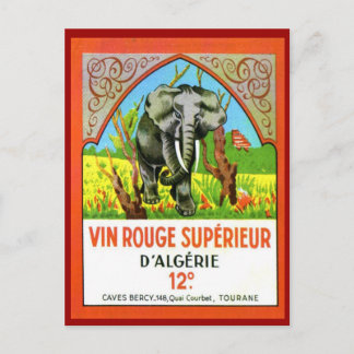 Vintage Algerian Wine, Vin Rouge Superieur Postcard