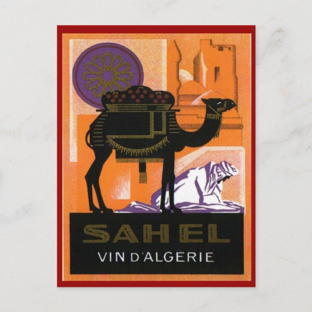 Vintage Algerian Wine, Vin Sahel, Algerie Postcard (Front)