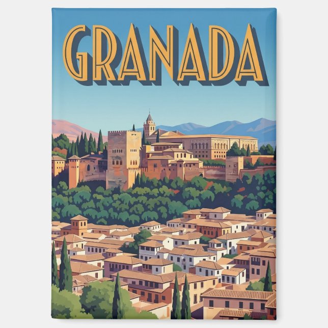 Vintage Alhambra Granada Spain Travel Magnet (Front)