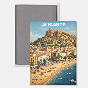 Vintage Alicante Spain Vacation Travel Magnet