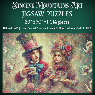 Vintage Alice and Mad Hatter Tea Wonderland Jigsaw Puzzle
