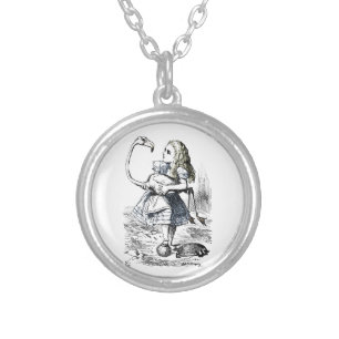 Vintage Alice and the Flamingo Necklace