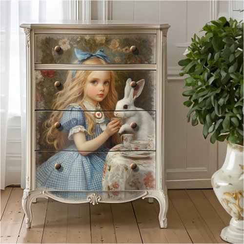 Vintage Alice Blue Gingham Tea Party Oil Painting Tissue Paper