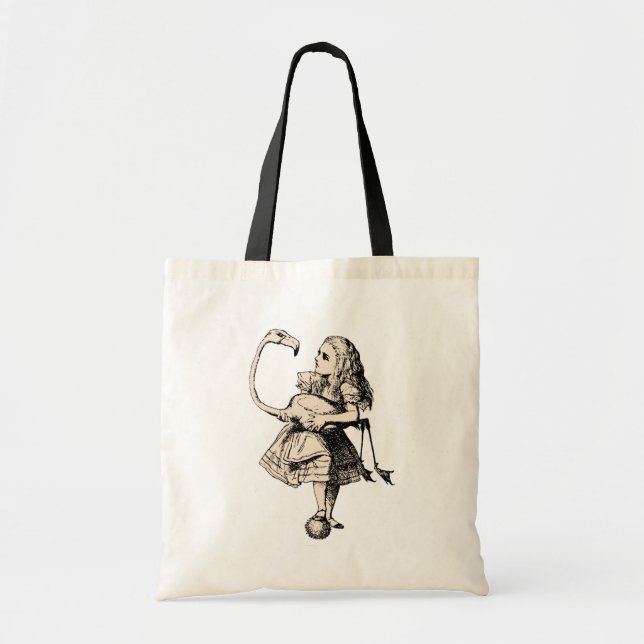Vintage Alice & Flamingo in Wonderland Tote Bag (Front)