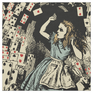 Vintage Alice Flying Cards Dark Fabric