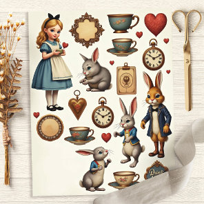 Vintage Alice Fussy Cut Wonderland Design