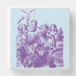 Vintage Alice in a Wonderland In Flowers Wooden Box Sign