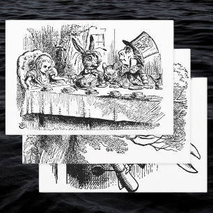 Vintage Alice in Wonderland, 3 Different Scenes Wrapping Paper Sheets