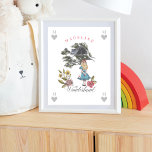 Vintage Alice in Wonderland | Alice & Cheshire cat Poster<br><div class="desc">Beautifully designed vintage Alice in Wonderland character poster design. Perfect for Alice in Wonderland lovers. Features a mix of our own hand-drawn original florals and artwork. We've meticulously restored the iconic Alice in Wonderland vintage Alice & Cheshire cat illustration by hand sketching them and bring them to life with beautiful...</div>