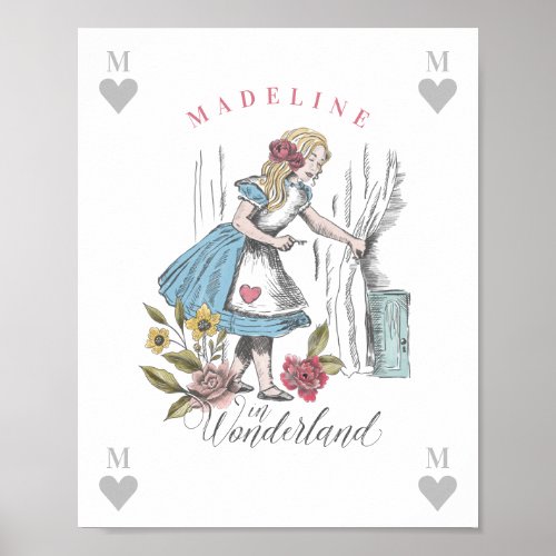 Vintage Alice in Wonderland  Alice  Florals Post Poster