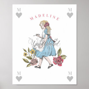 Vintage Alice in Wonderland Alice & Florals Poster