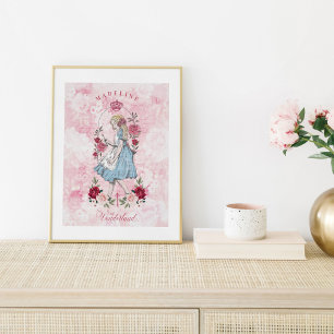 Vintage Alice in Wonderland Alice & Florals Poster