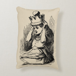 Vintage Alice in Wonderland, Alice w Queen's Crown Accent Pillow