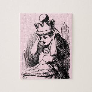 Vintage Alice in Wonderland, Alice w Queen's Crown Jigsaw Puzzle