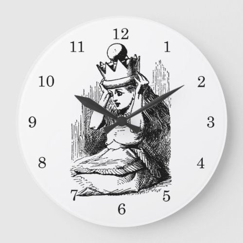 Vintage Alice in Wonderland Alice w Queens Crown Large Clock