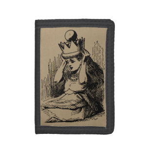 Vintage Alice in Wonderland, Alice w Queen's Crown Trifold Wallet
