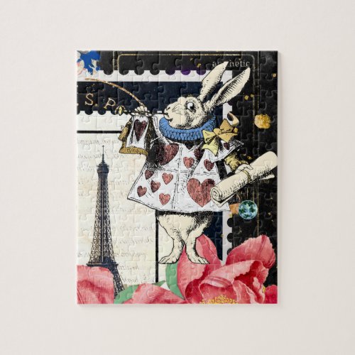 Vintage Alice in Wonderland Art White Rabbit Jigsaw Puzzle