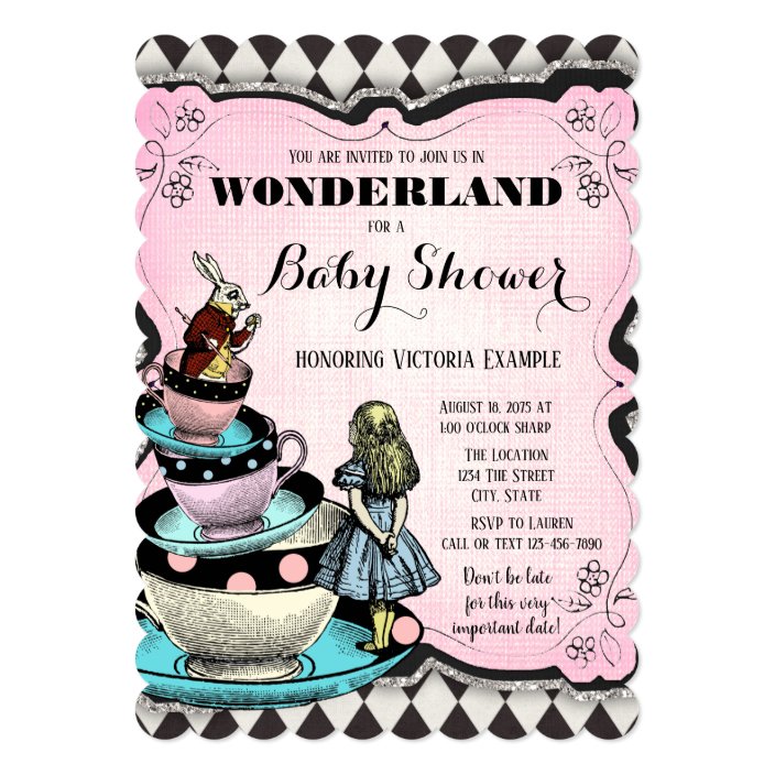 Vintage Alice In Wonderland Baby Shower Invitation Zazzle Com