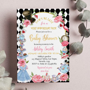 Vintage Alice in Wonderland Baby Shower Invitation